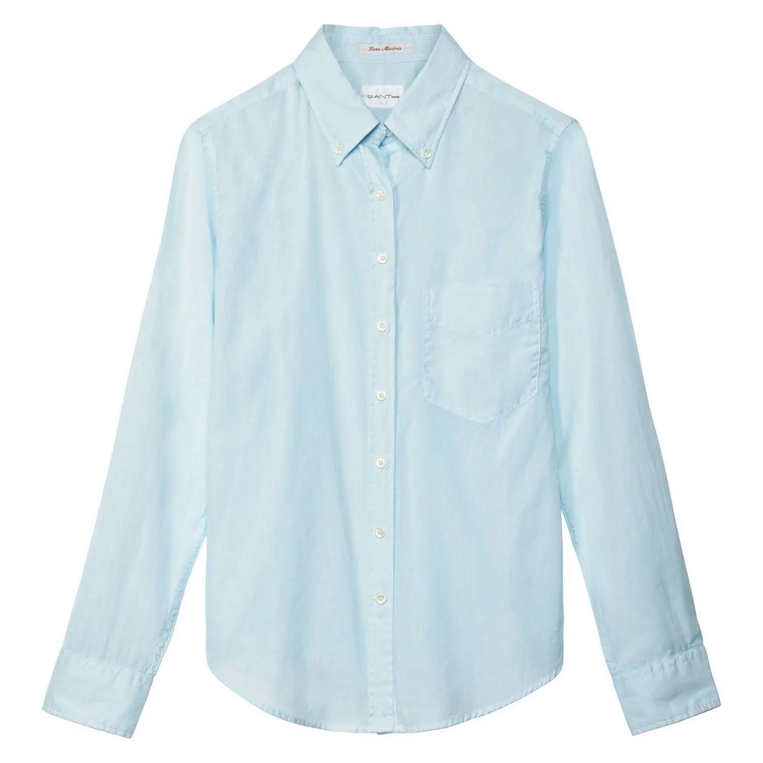 GANT RUGGER Women's Sea Blue Melange Luxe Madras OBD Shirt 450881 Size XL