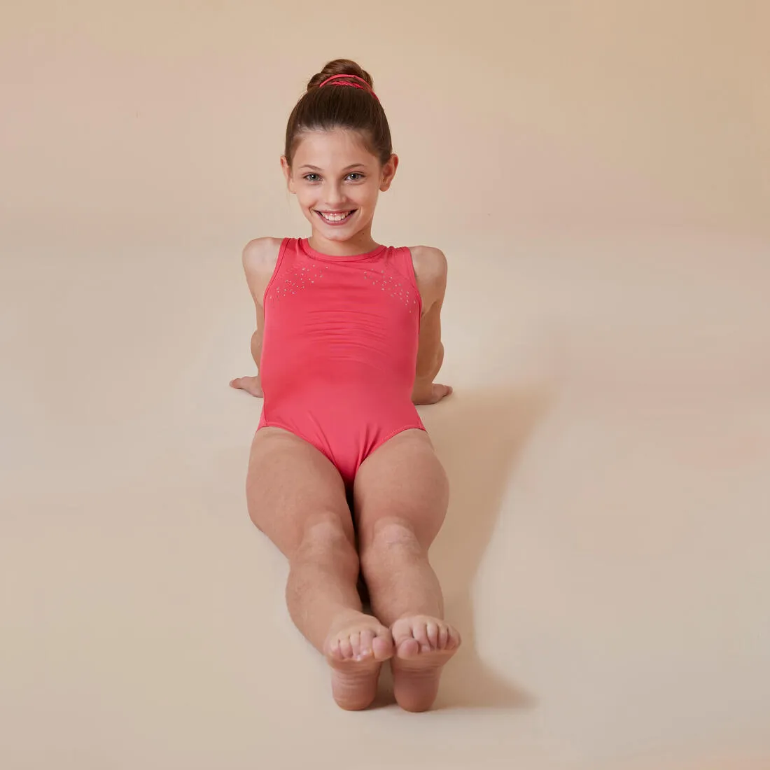 Girls' Sleeveless Crew Neck Gym Leotard JSM 540 - Black with Blue Sequins