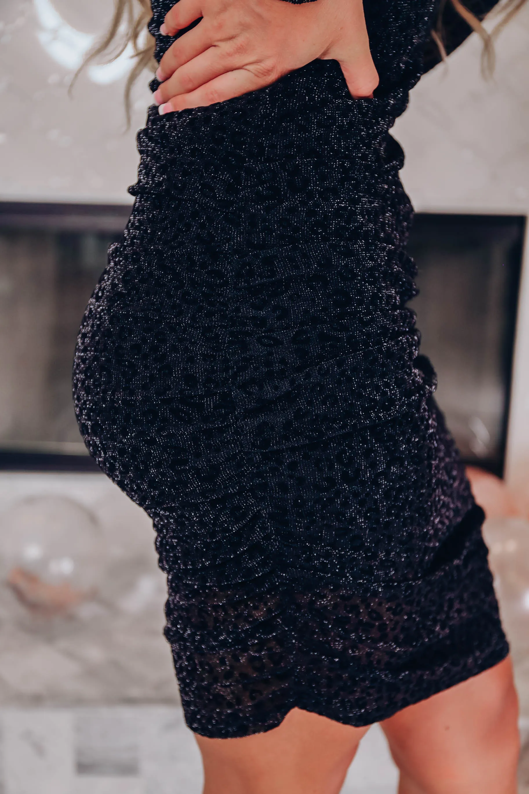 Glittering Girl Ruched Mini Dress