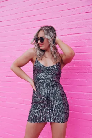 Glittering Presence Sequin Mini Dress - Black