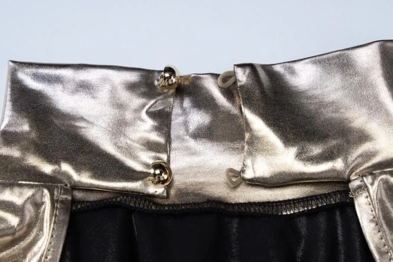 Glove Luxe™ | Women's Backless Ruched Maxi Dress | Metallic Long Sleeve, High Neck Design, Elegant Fit