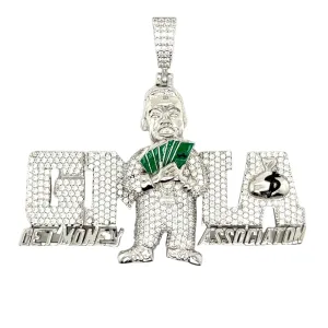 G.M.A Get Money Associator Lab-Created Moissanite Sterling Silver Charm Pendant - M418779