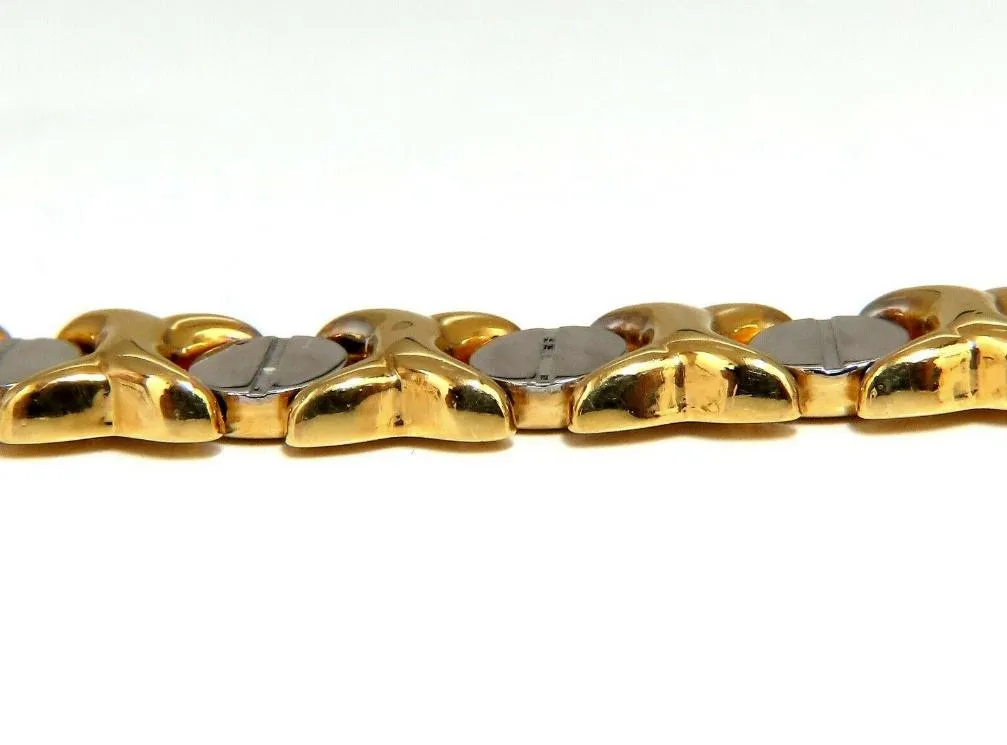 Gold Italian X Screw Link Bracelet Two-Tone 14 Karat 12570