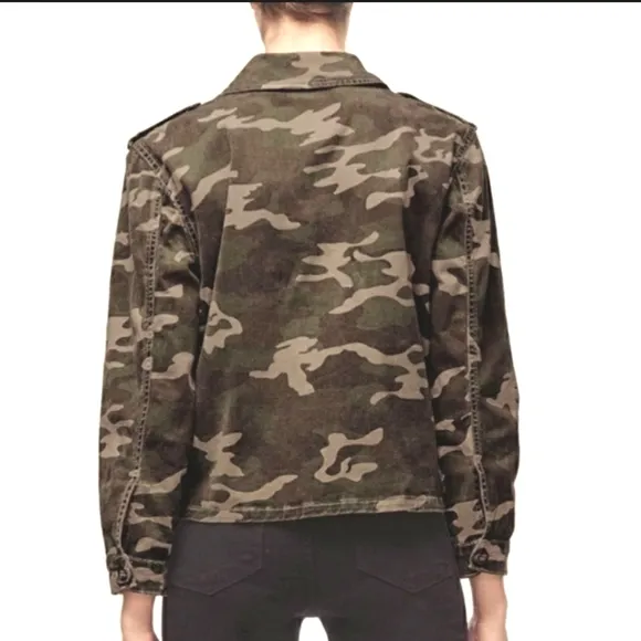 Good American Washed Camo Print Military Style Jacket Size 0/1 - S/M