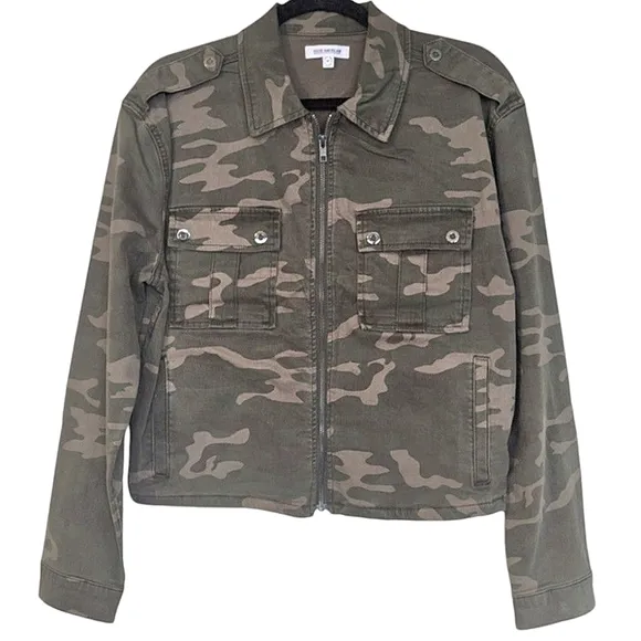 Good American Washed Camo Print Military Style Jacket Size 0/1 - S/M