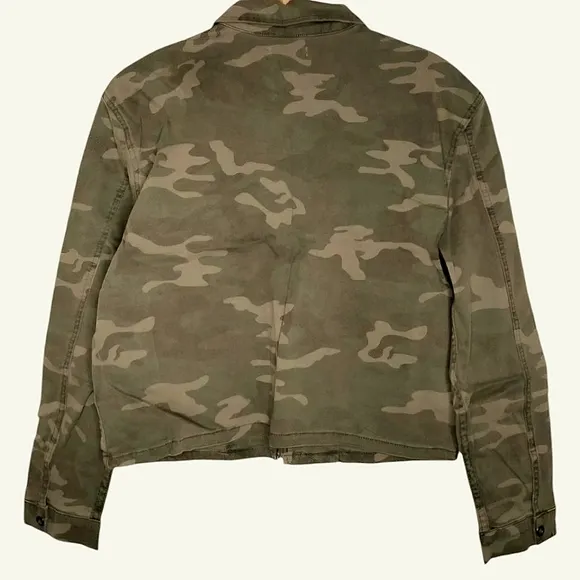 Good American Washed Camo Print Military Style Jacket Size 0/1 - S/M