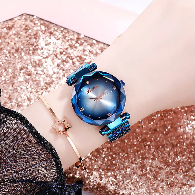 Gradient Dial Two Straps Women's Watch