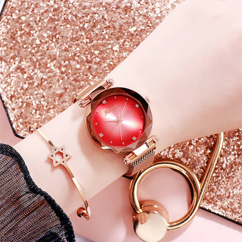 Gradient Dial Two Straps Women's Watch