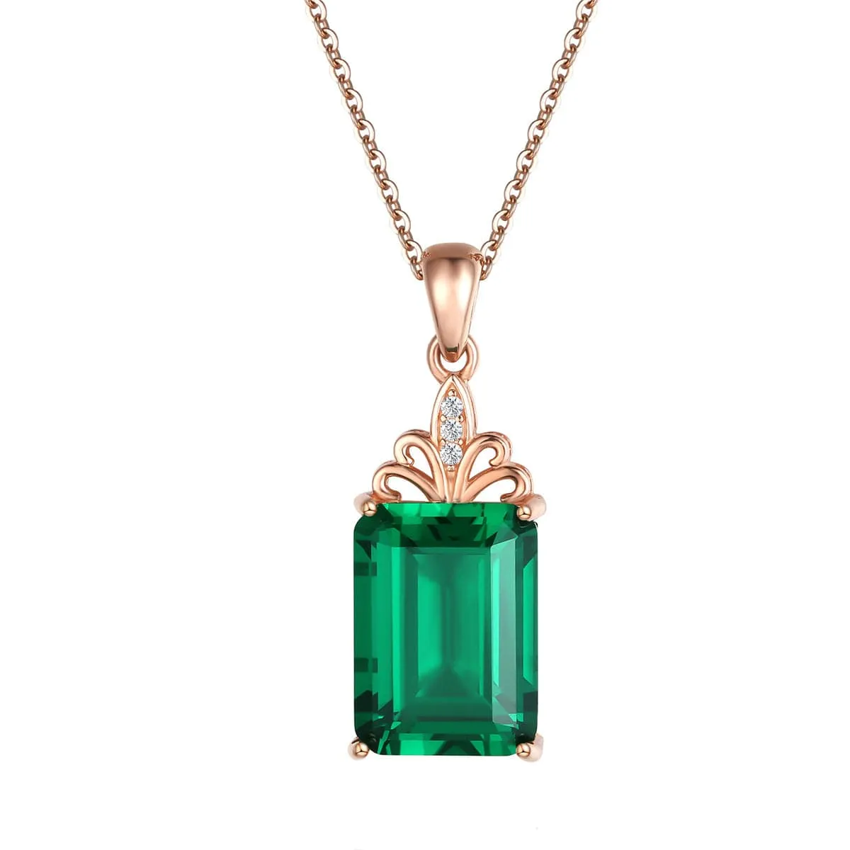 Green Crystal & Cubic Zirconia Radiant-Cut Botany Pendant Necklace