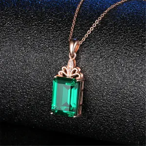 Green Crystal & Cubic Zirconia Radiant-Cut Botany Pendant Necklace