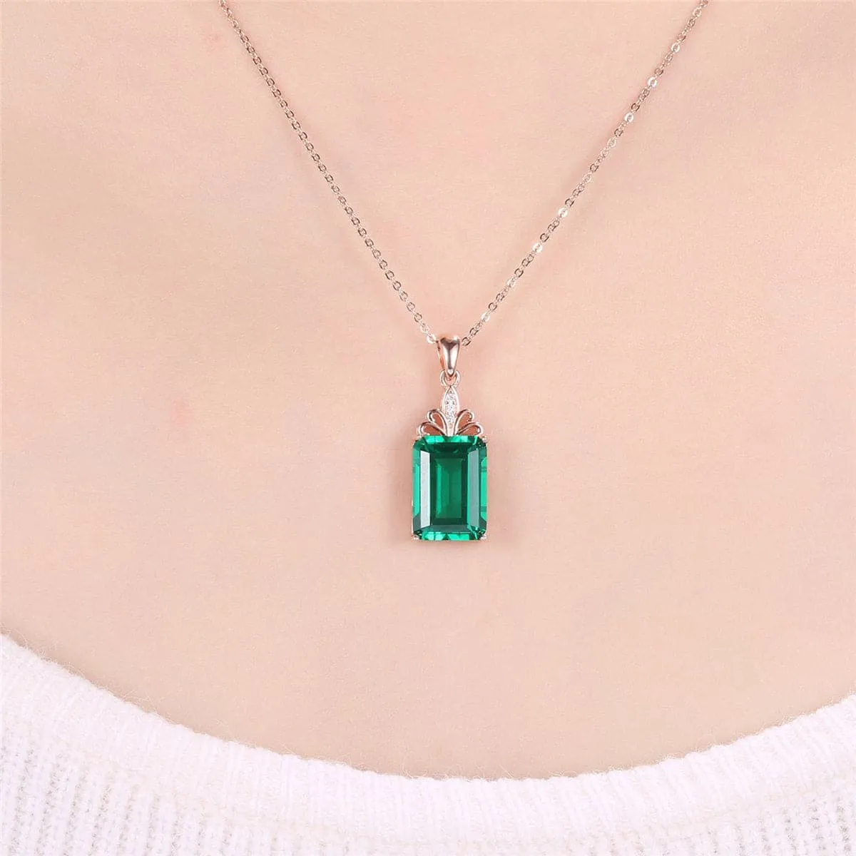 Green Crystal & Cubic Zirconia Radiant-Cut Botany Pendant Necklace