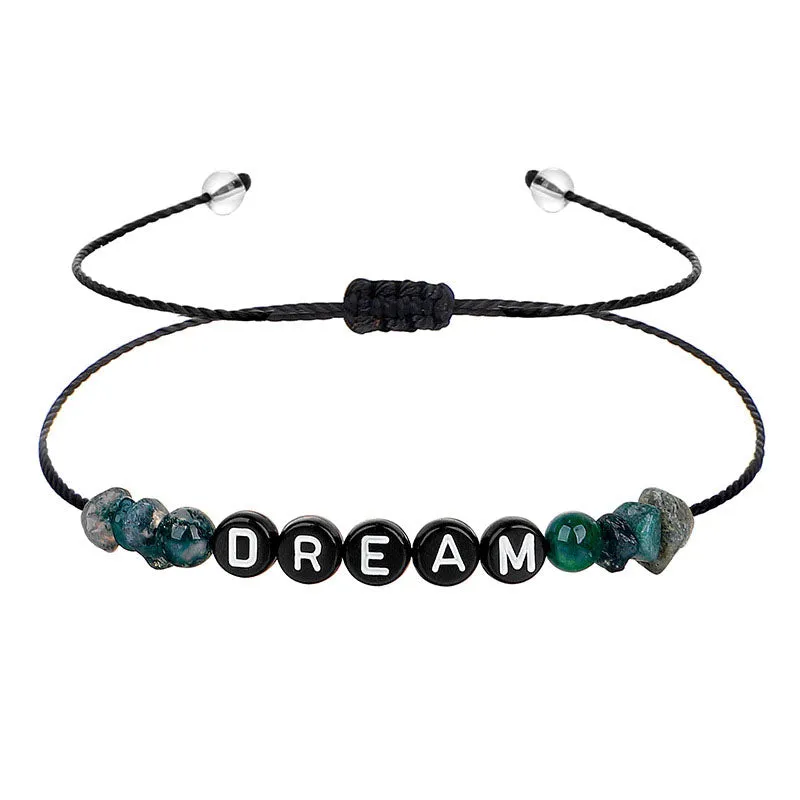 Green Quartz & Black 'Dream' Adjustable Bracelet