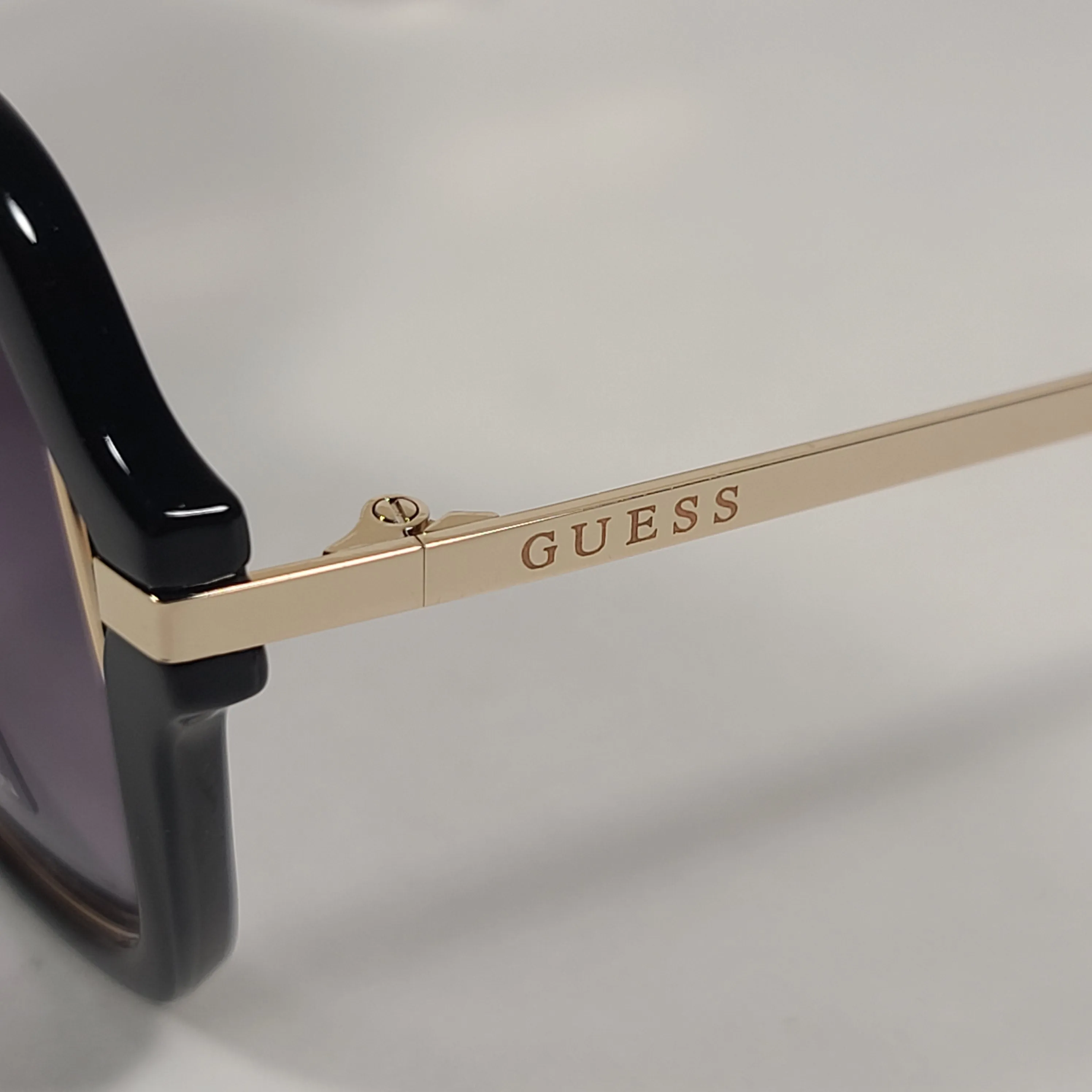 Guess Butterfly Sunglasses Shiny Black Gold Accent Gray Gradient Lens GF0352 01B