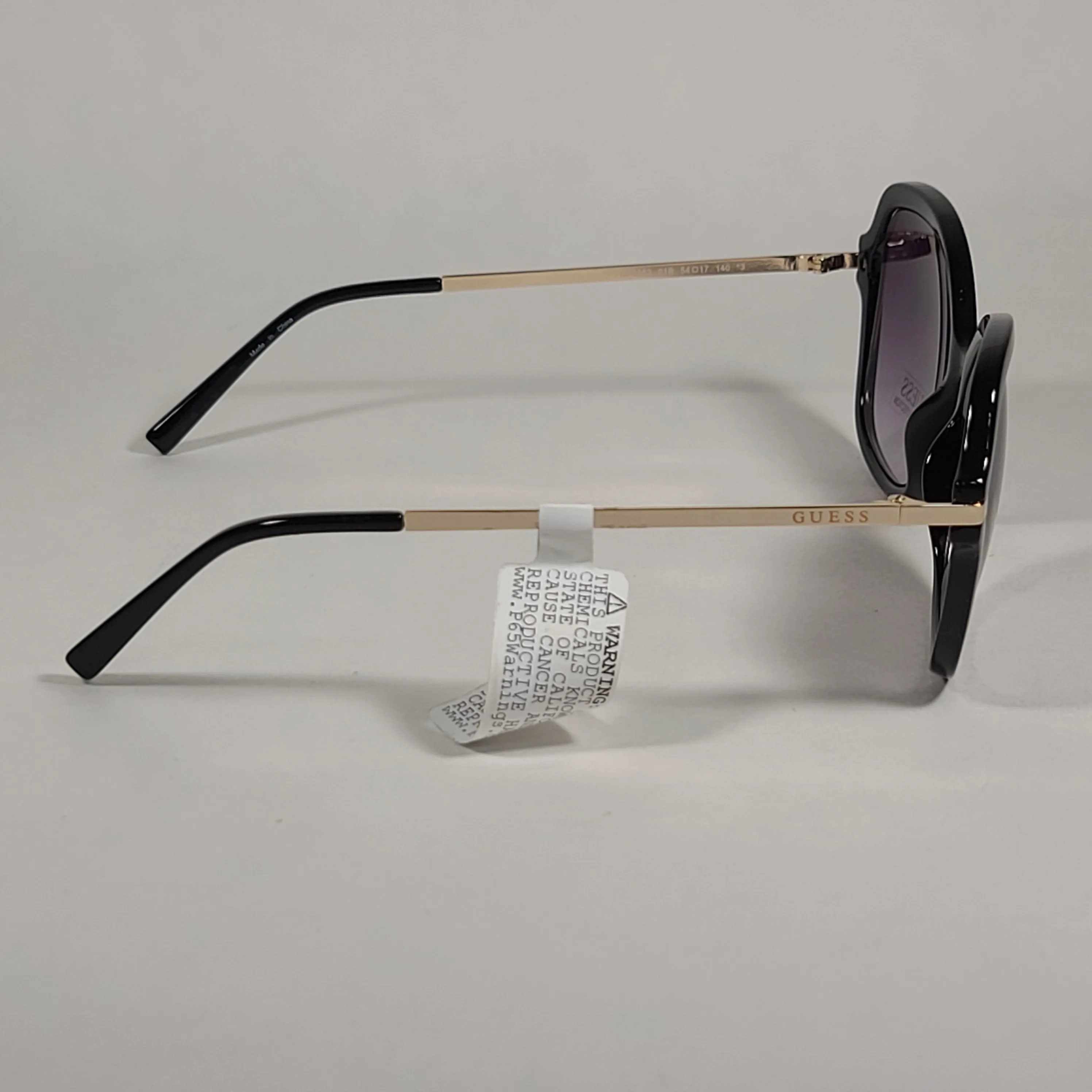 Guess Butterfly Sunglasses Shiny Black Gold Accent Gray Gradient Lens GF0352 01B