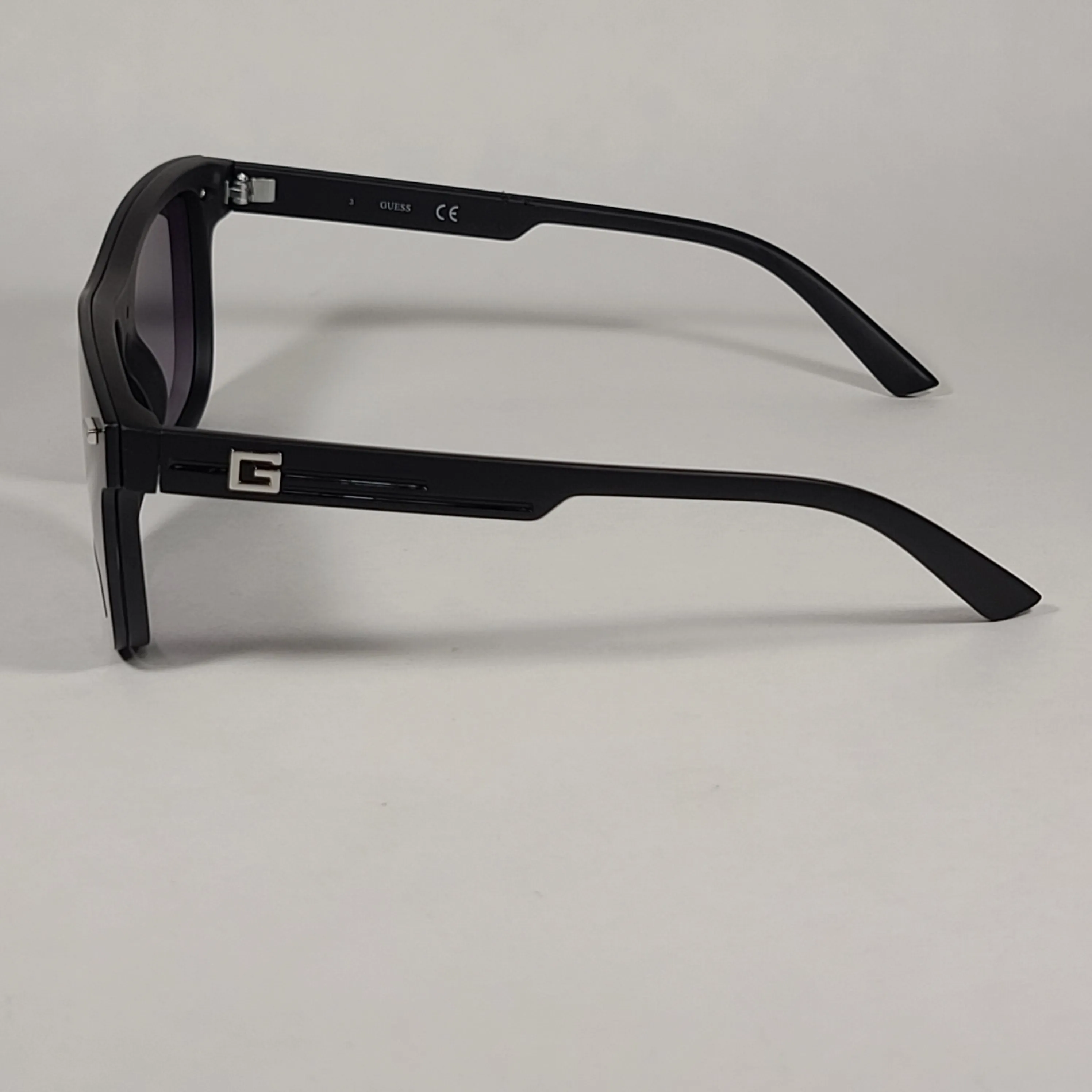 Guess Rectangular Rimless Shield Sunglasses Shiny Black Frame Gray Gradient Lens GF0183 02B