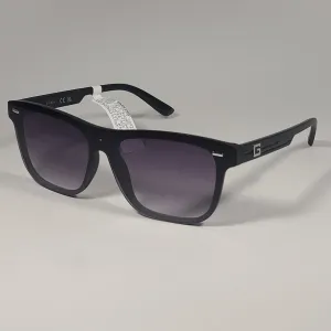 Guess Rectangular Rimless Shield Sunglasses Shiny Black Frame Gray Gradient Lens GF0183 02B