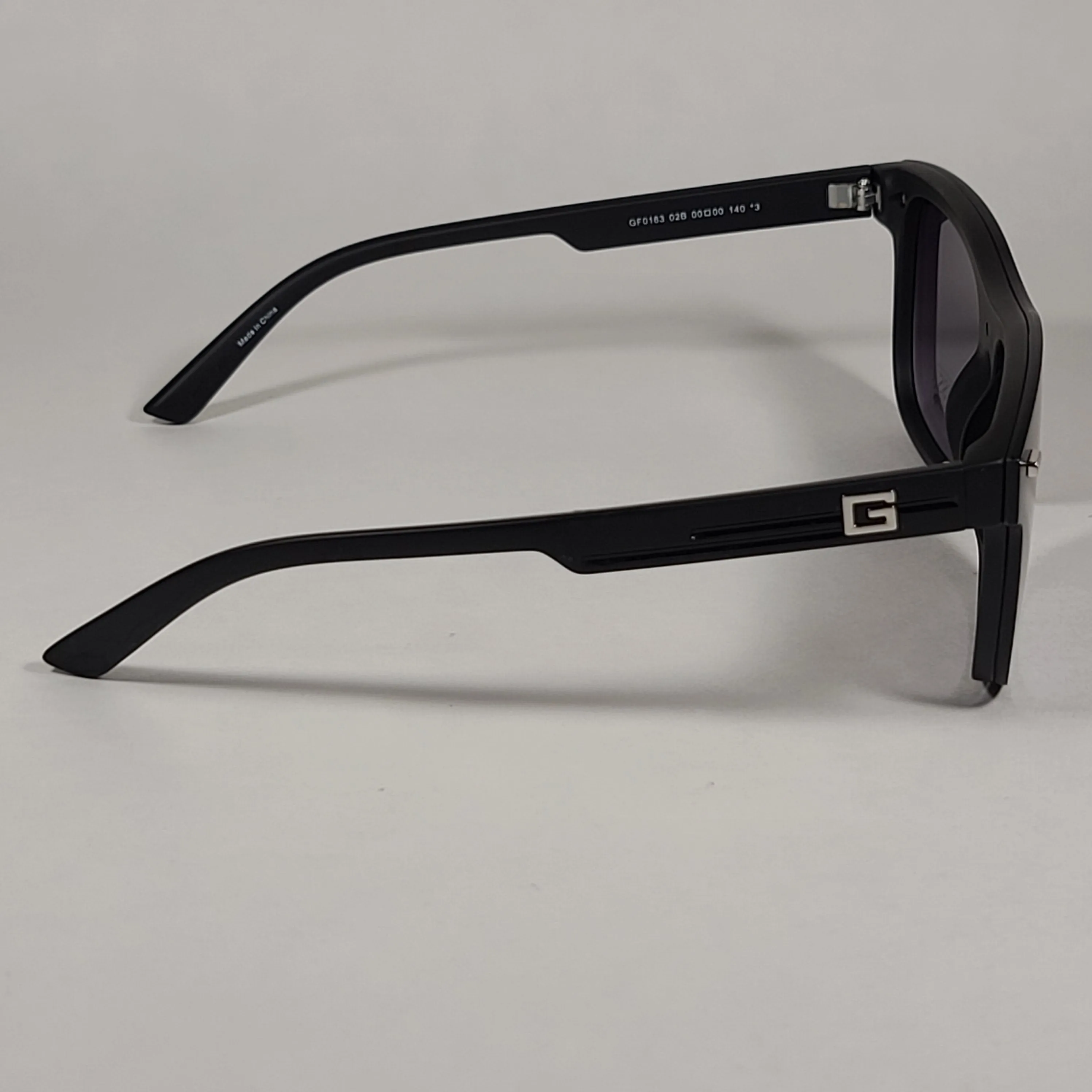 Guess Rectangular Rimless Shield Sunglasses Shiny Black Frame Gray Gradient Lens GF0183 02B