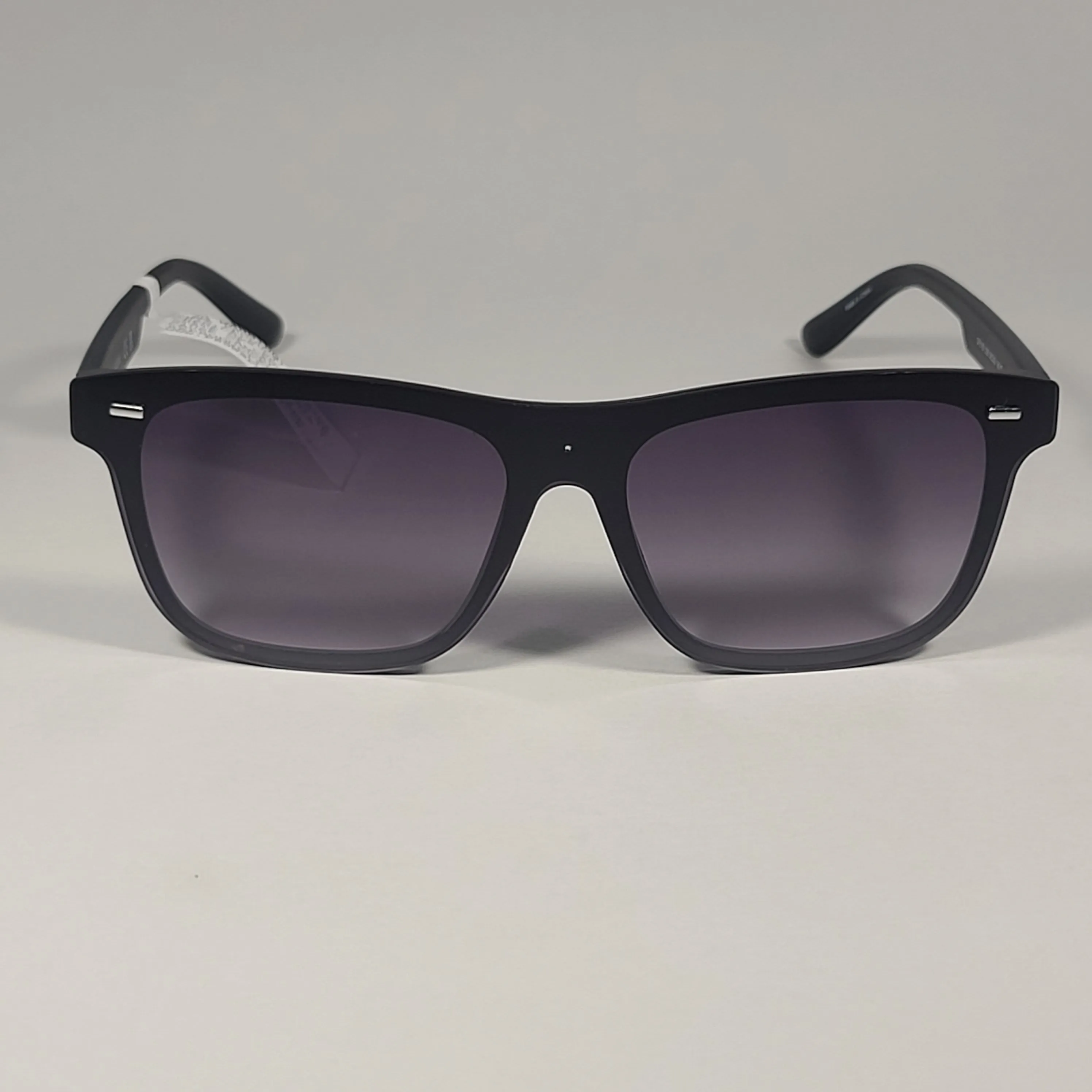 Guess Rectangular Rimless Shield Sunglasses Shiny Black Frame Gray Gradient Lens GF0183 02B