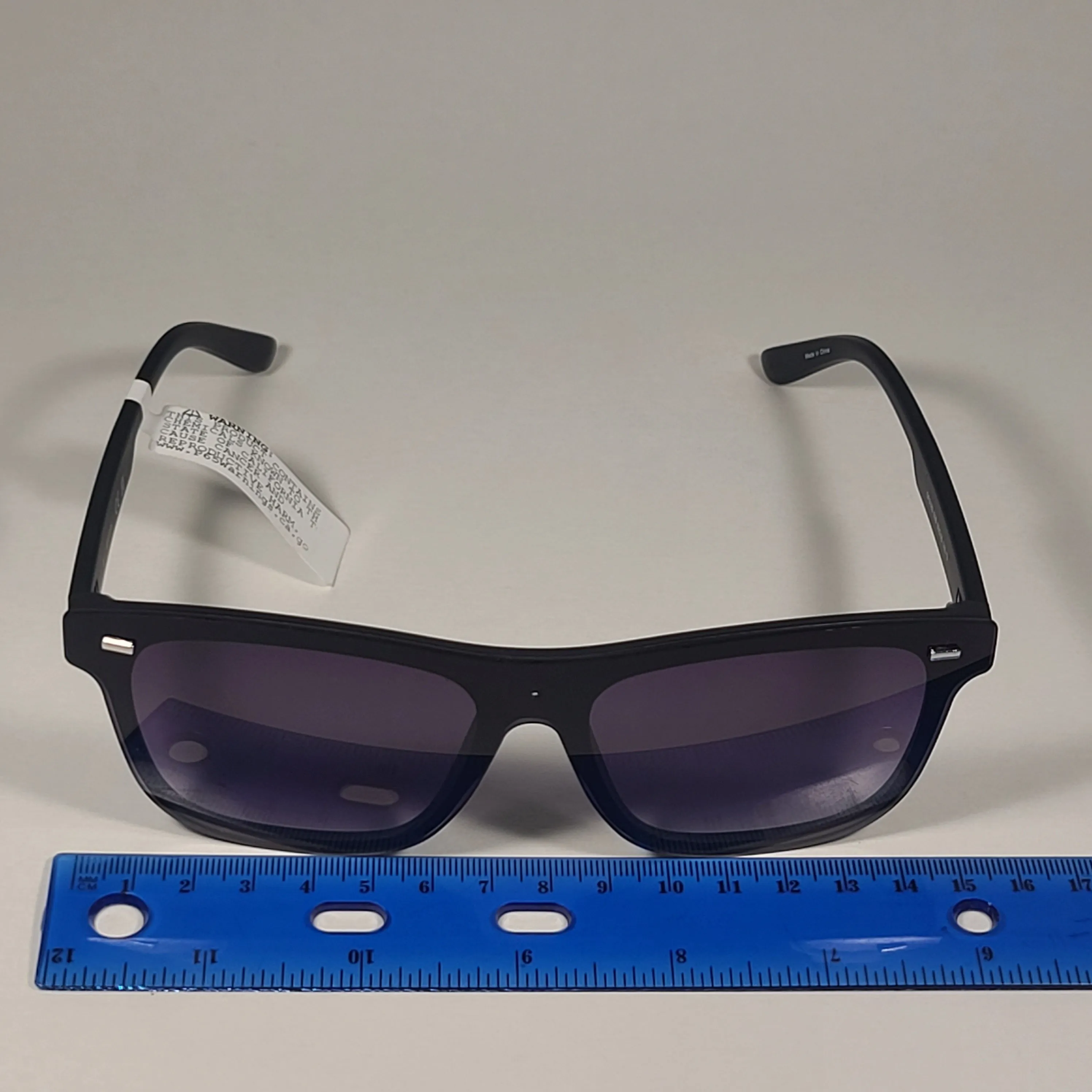 Guess Rectangular Rimless Shield Sunglasses Shiny Black Frame Gray Gradient Lens GF0183 02B
