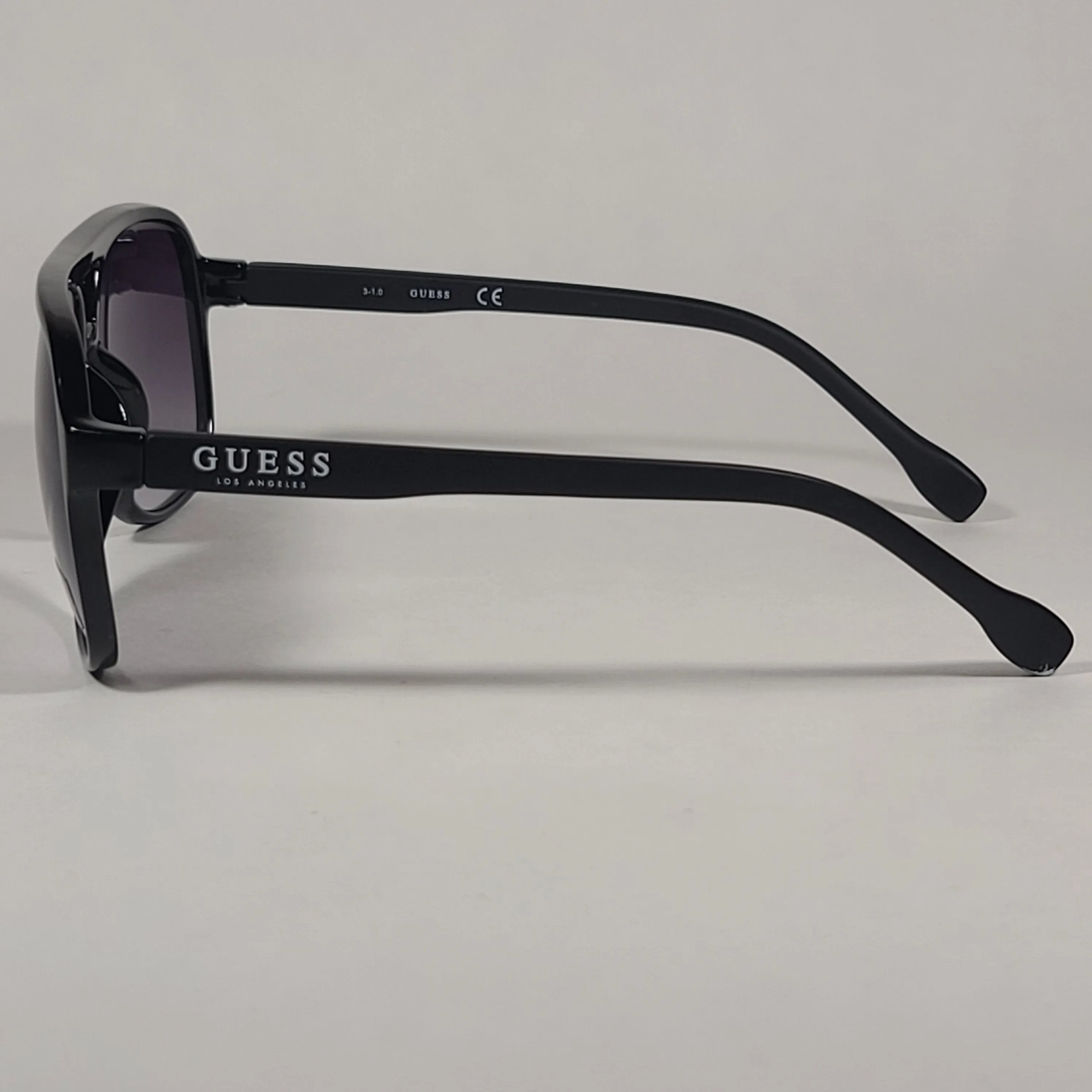 Guess Turbo Aviator Sunglasses Matte Black And Shiny Black Frame Smoke Gradient Lens GF0214 01B