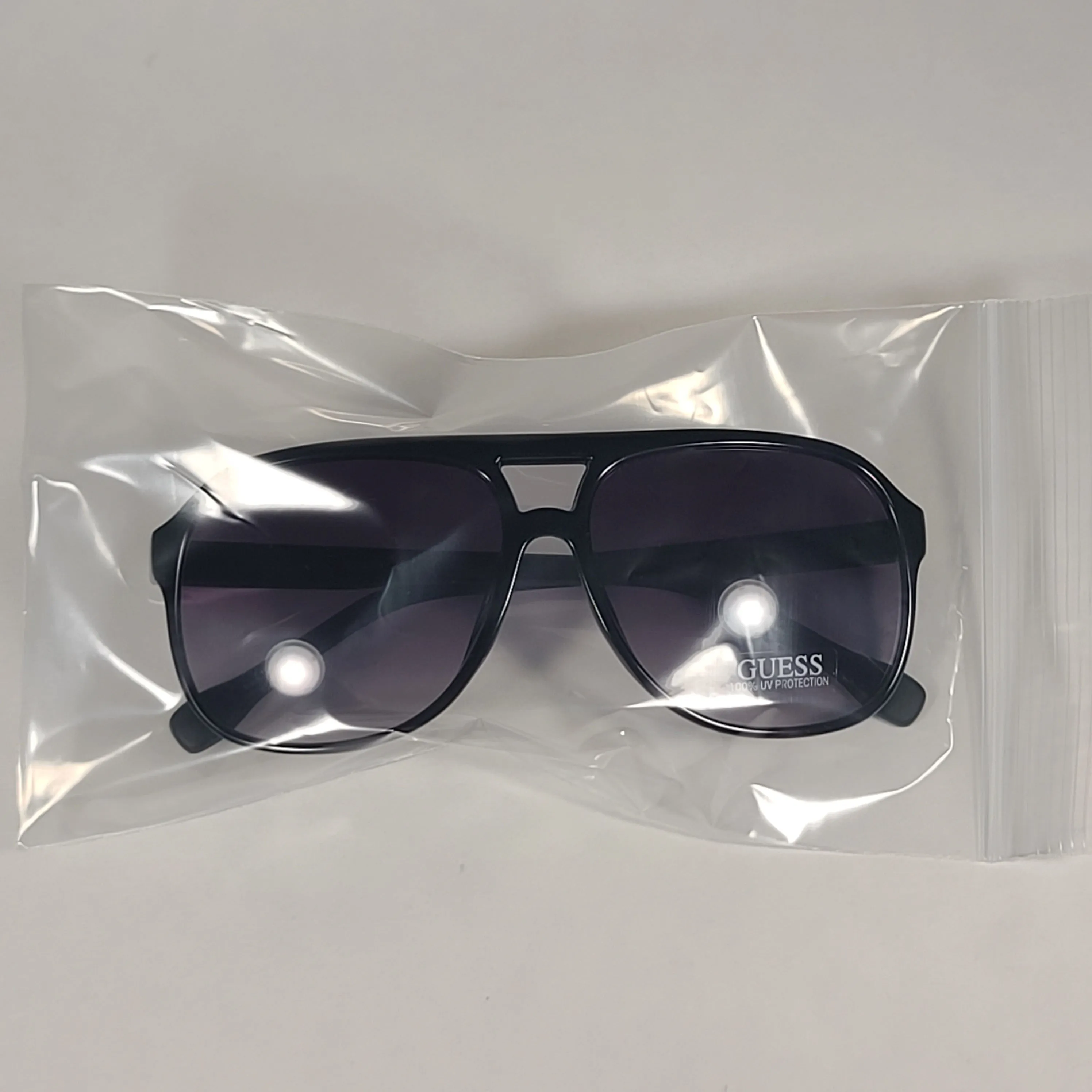 Guess Turbo Aviator Sunglasses Matte Black And Shiny Black Frame Smoke Gradient Lens GF0214 01B