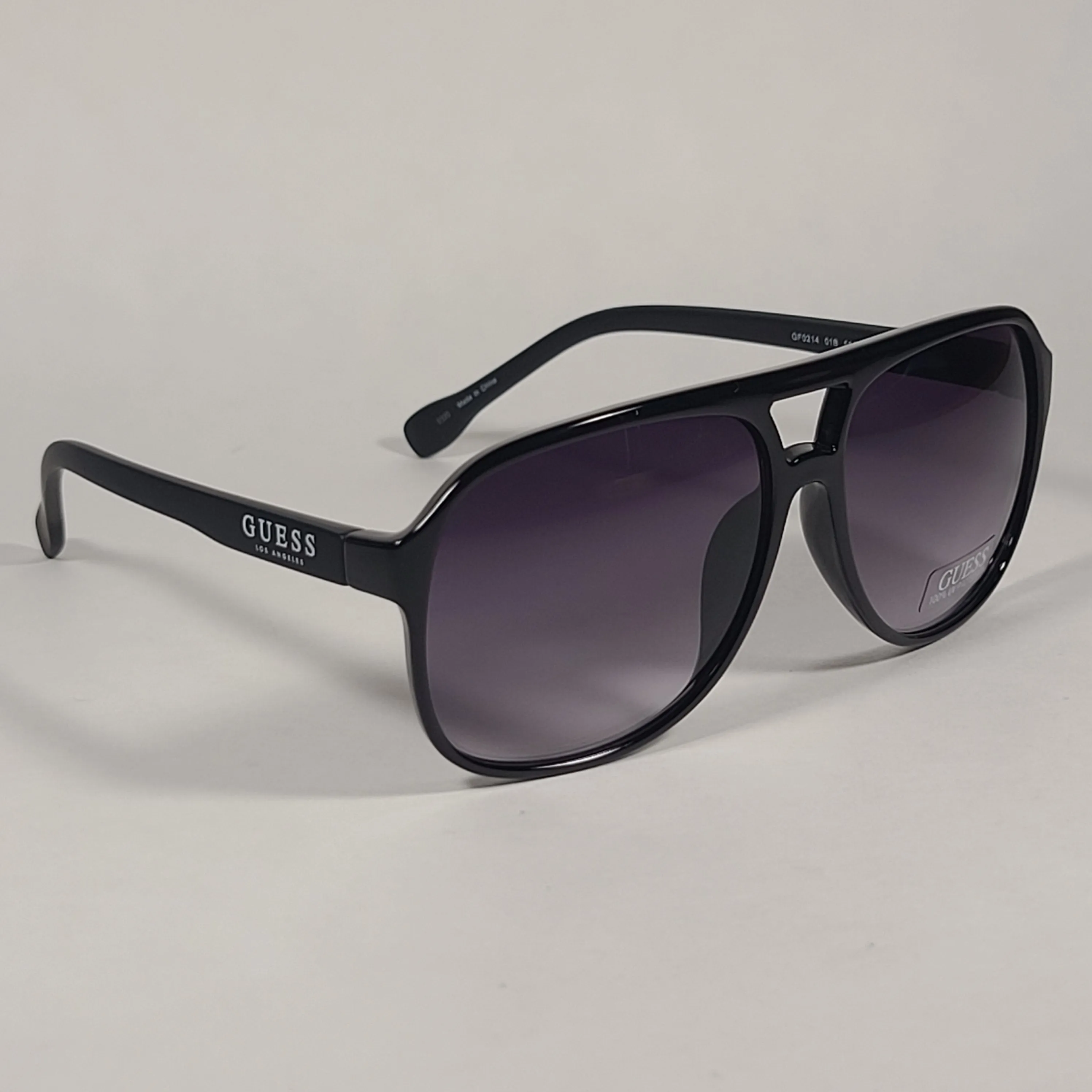 Guess Turbo Aviator Sunglasses Matte Black And Shiny Black Frame Smoke Gradient Lens GF0214 01B