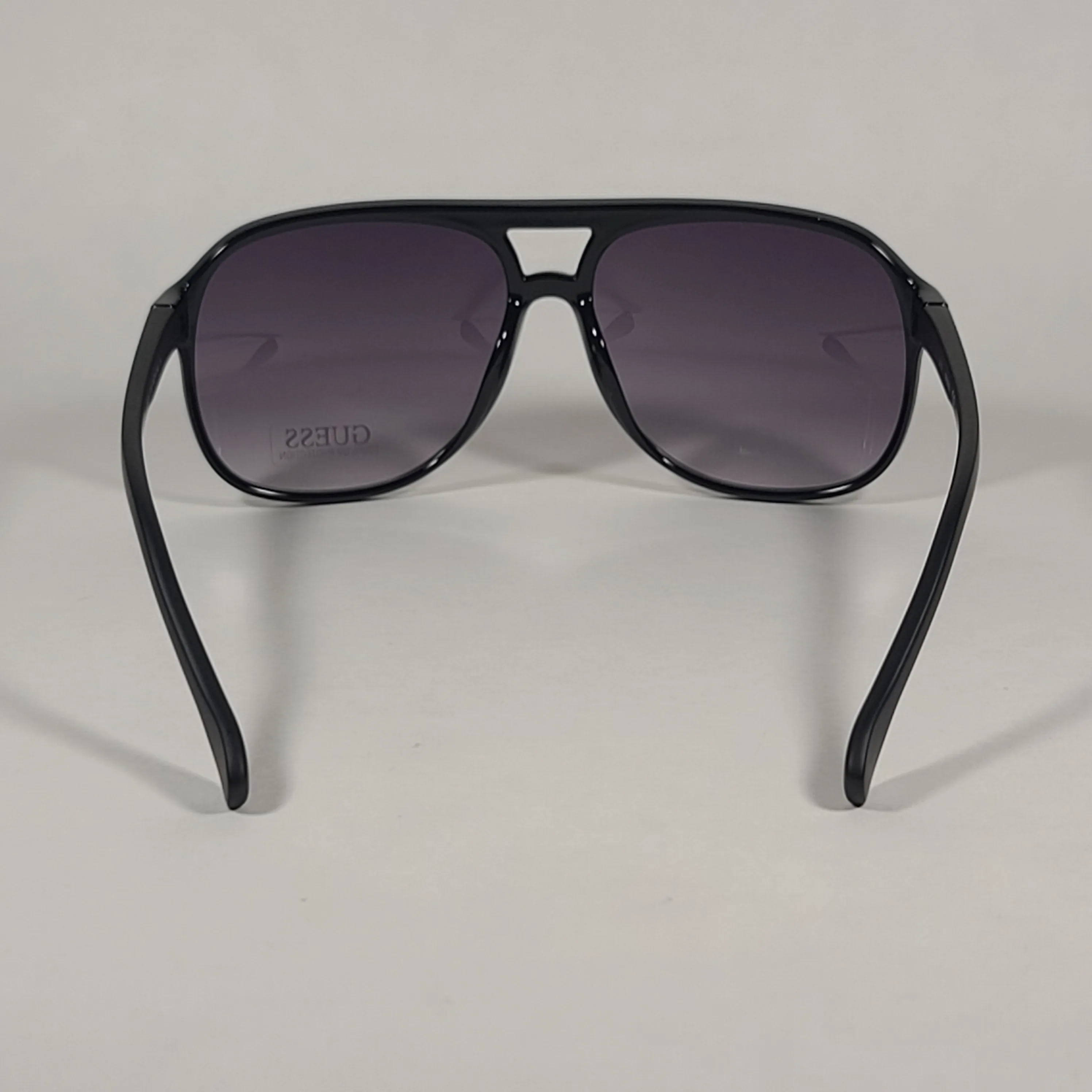 Guess Turbo Aviator Sunglasses Matte Black And Shiny Black Frame Smoke Gradient Lens GF0214 01B