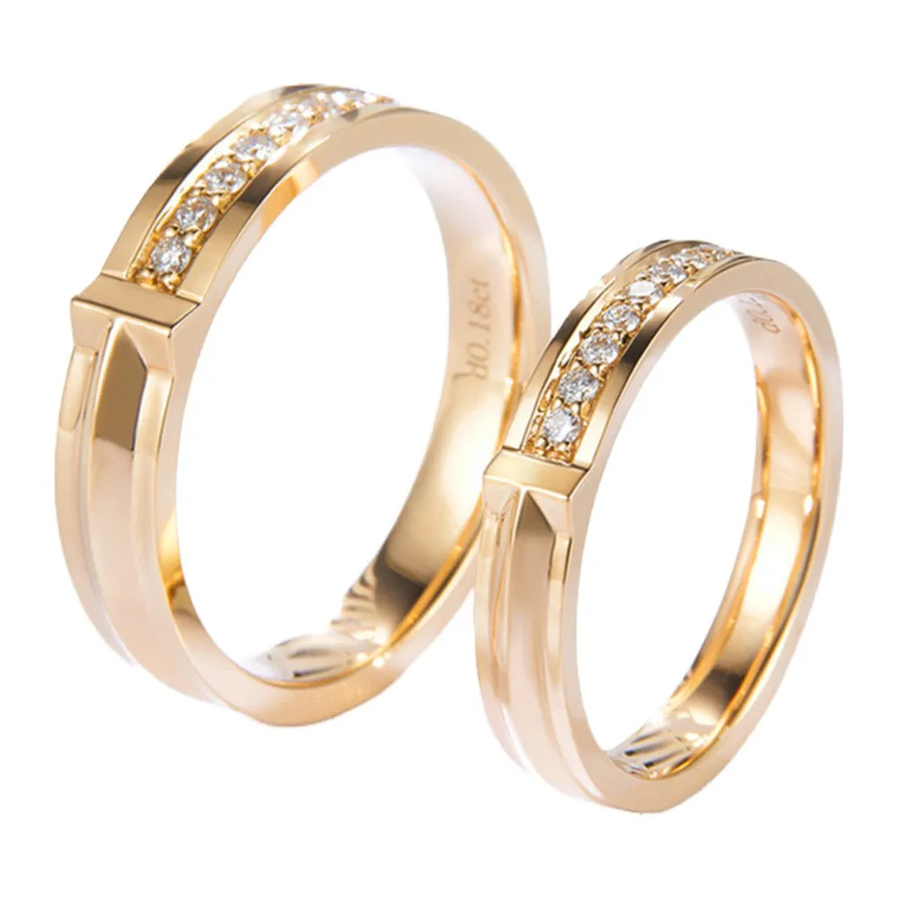 Half Eternity Diamonds Couple Wedding Rings
