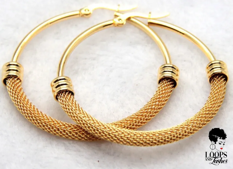 Half Mesh Hoop Earrings for Women