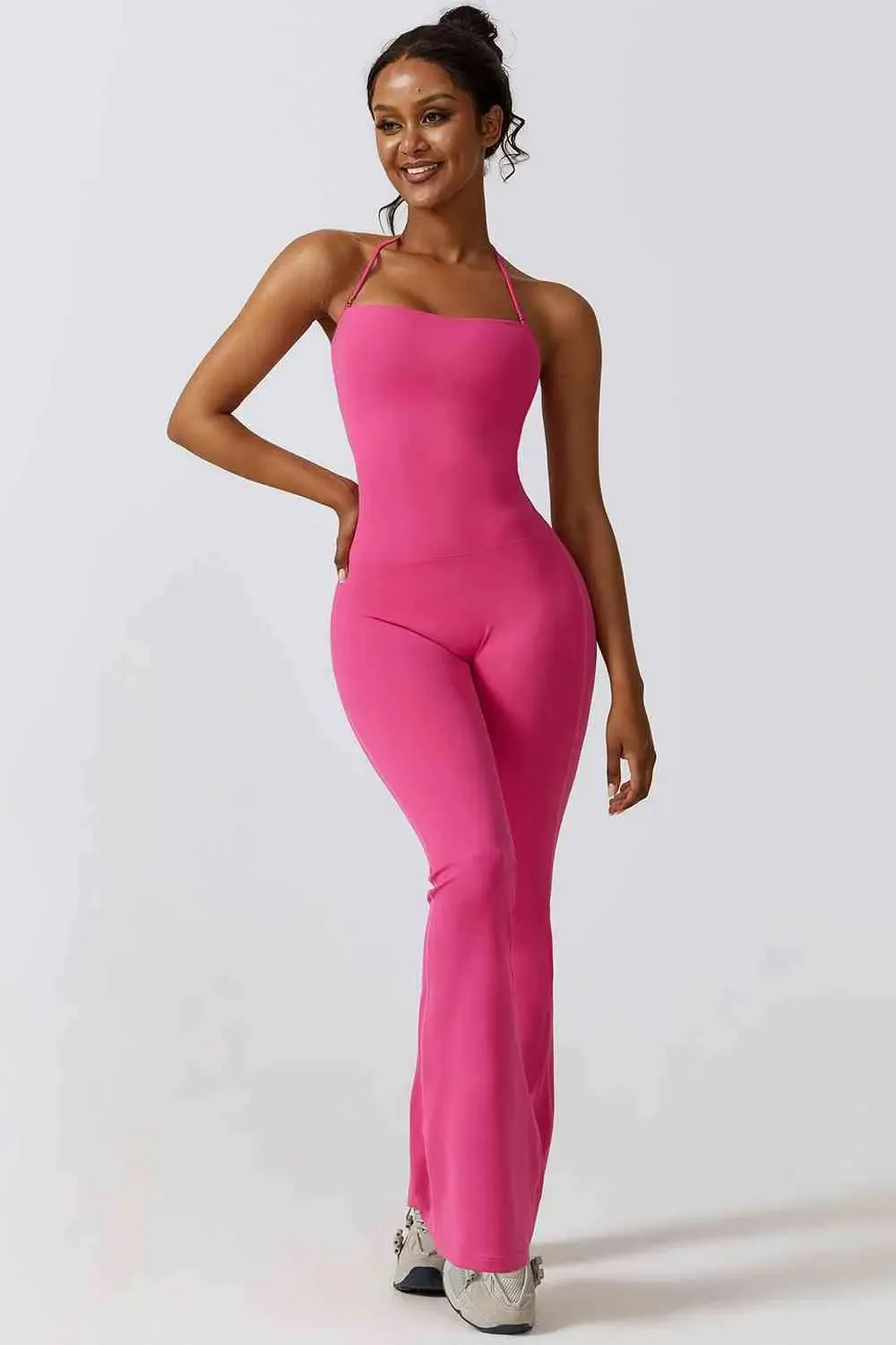 Halter Neck Flare Sport Jumpsuit