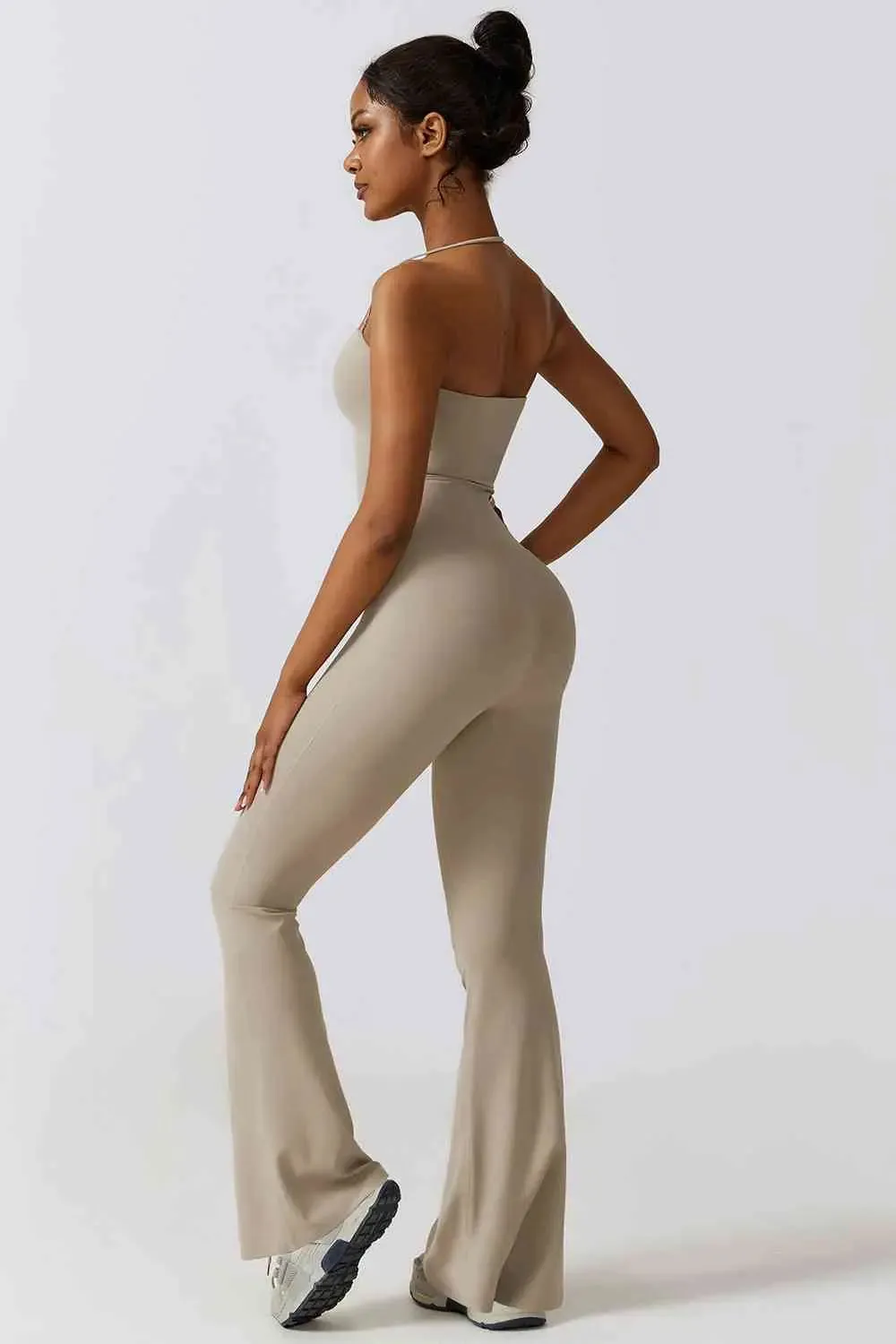 Halter Neck Flare Sport Jumpsuit