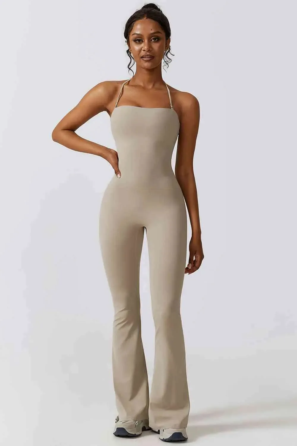 Halter Neck Flare Sport Jumpsuit