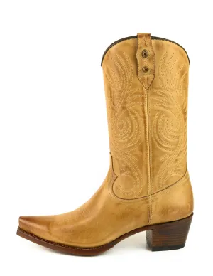 Handmade Women's Cowboy Country Western Boots Yellow Leather 2536 
