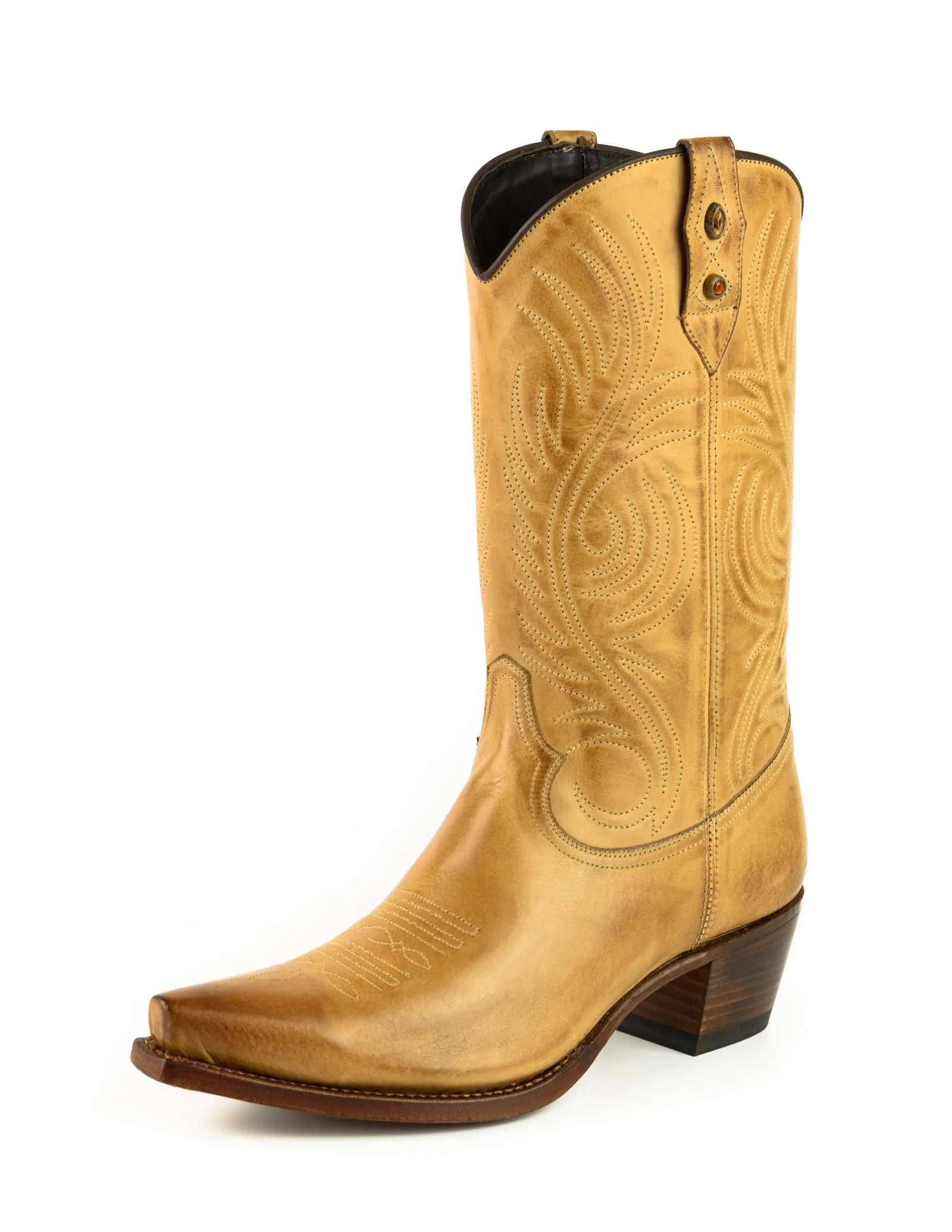 Handmade Women's Cowboy Country Western Boots Yellow Leather 2536 