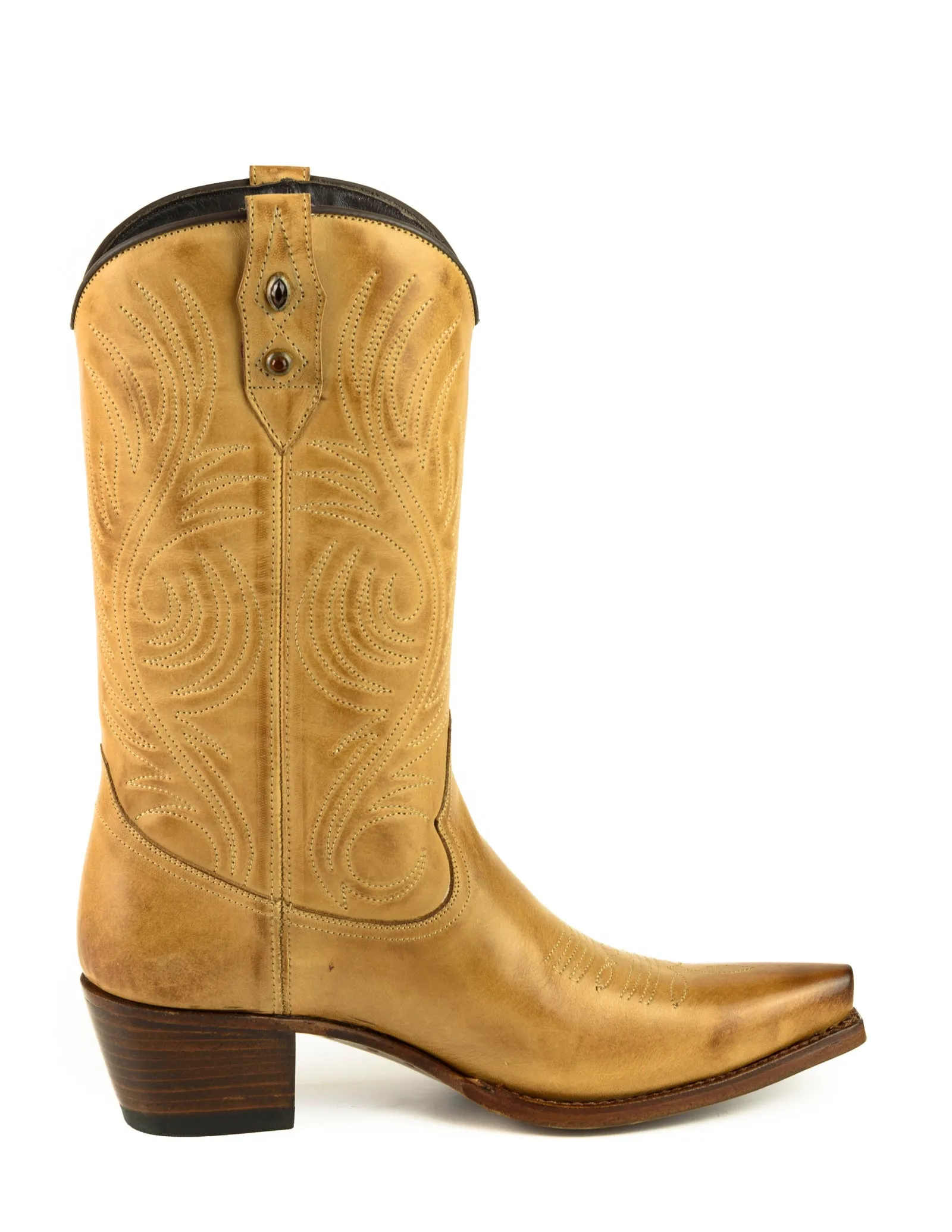 Handmade Women's Cowboy Country Western Boots Yellow Leather 2536 