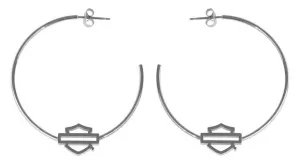 Harley-Davidson® Women's Large Bar & Shield Logo Hoop Earrings, Silver or Gold