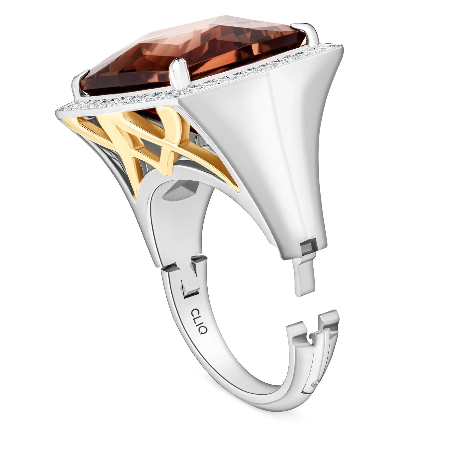 Hibiscus Smoky Topaz Cocktail Ring