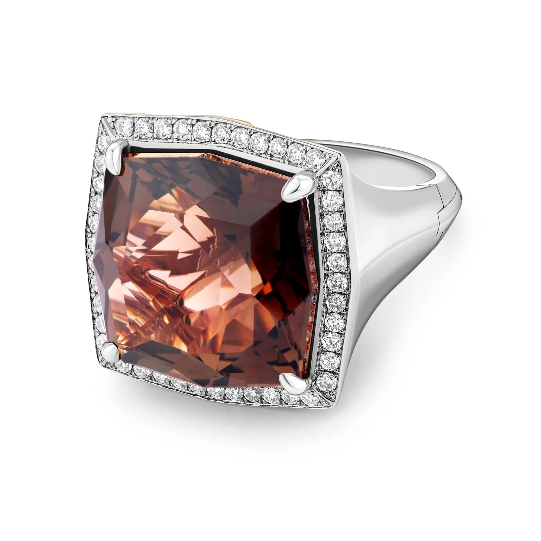 Hibiscus Smoky Topaz Cocktail Ring