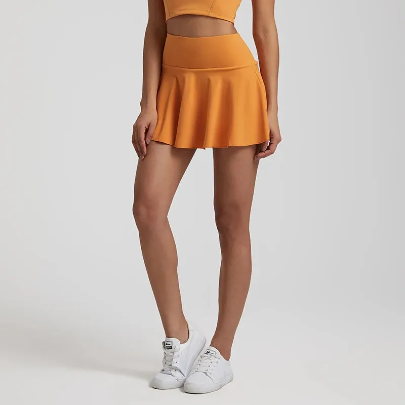 High Waisted Pleated Tennis Skirt with 2-in-1 Yoga Shorts