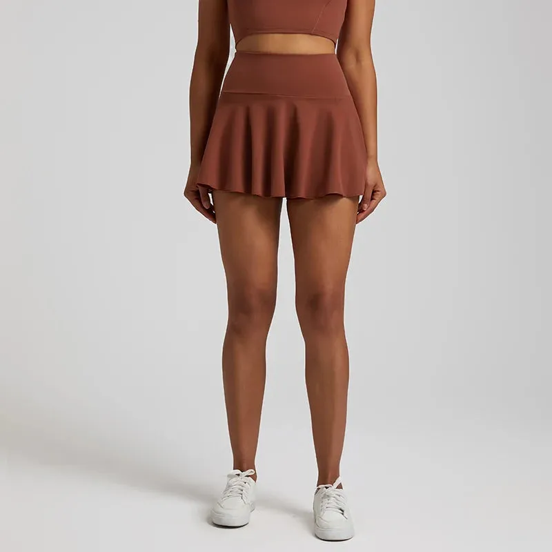 High Waisted Pleated Tennis Skirt with 2-in-1 Yoga Shorts