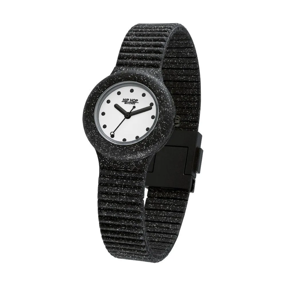 Hip Hop Black Glitter Sparkling Mania 32mm Hwu1021 watch
