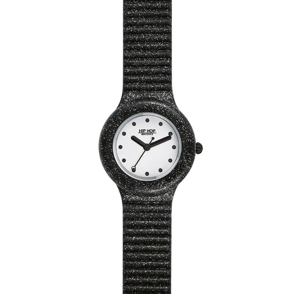Hip Hop Black Glitter Sparkling Mania 32mm Hwu1021 watch