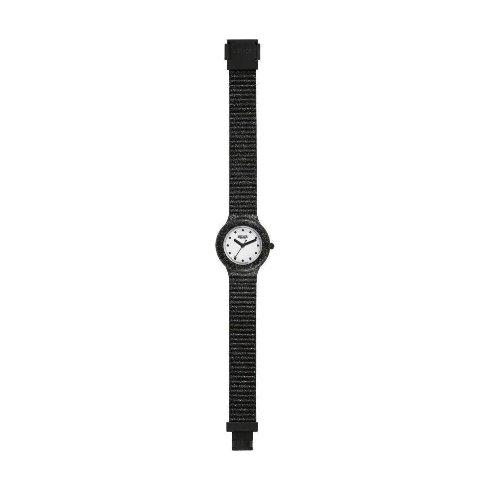 Hip Hop Black Glitter Sparkling Mania 32mm Hwu1021 watch