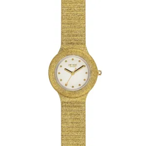 Hip hop sparkling mania light gold 32mm Quartz silicone Hwu0968