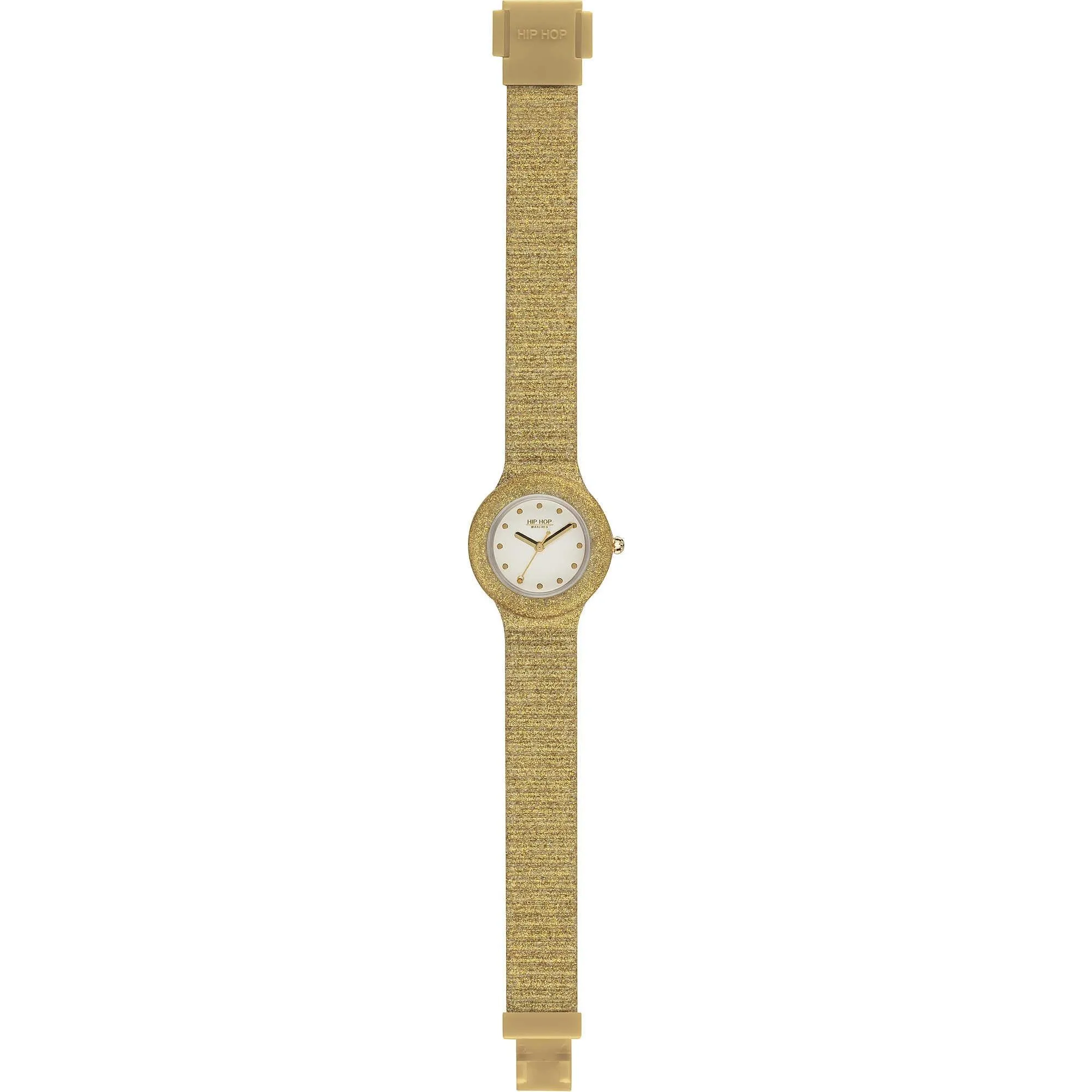Hip hop sparkling mania light gold 32mm Quartz silicone Hwu0968