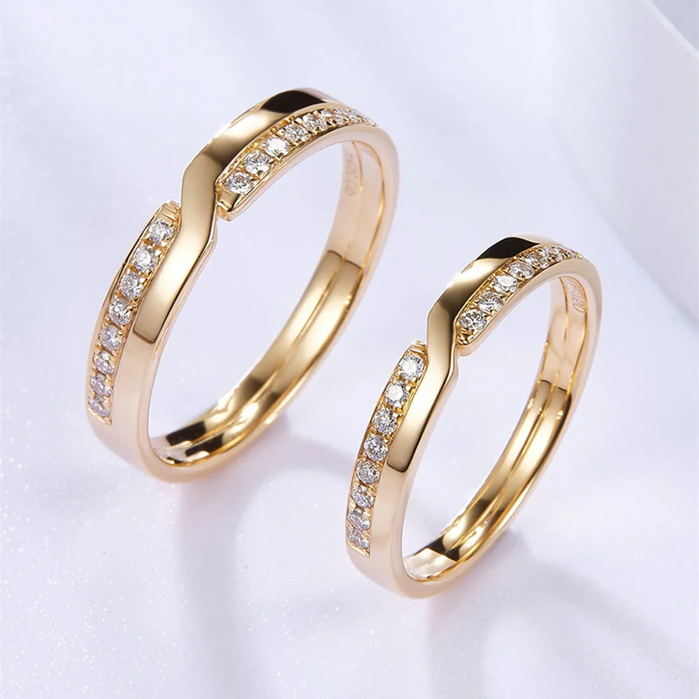 His and Her Two-Layer Diamond Wedding Ring Set