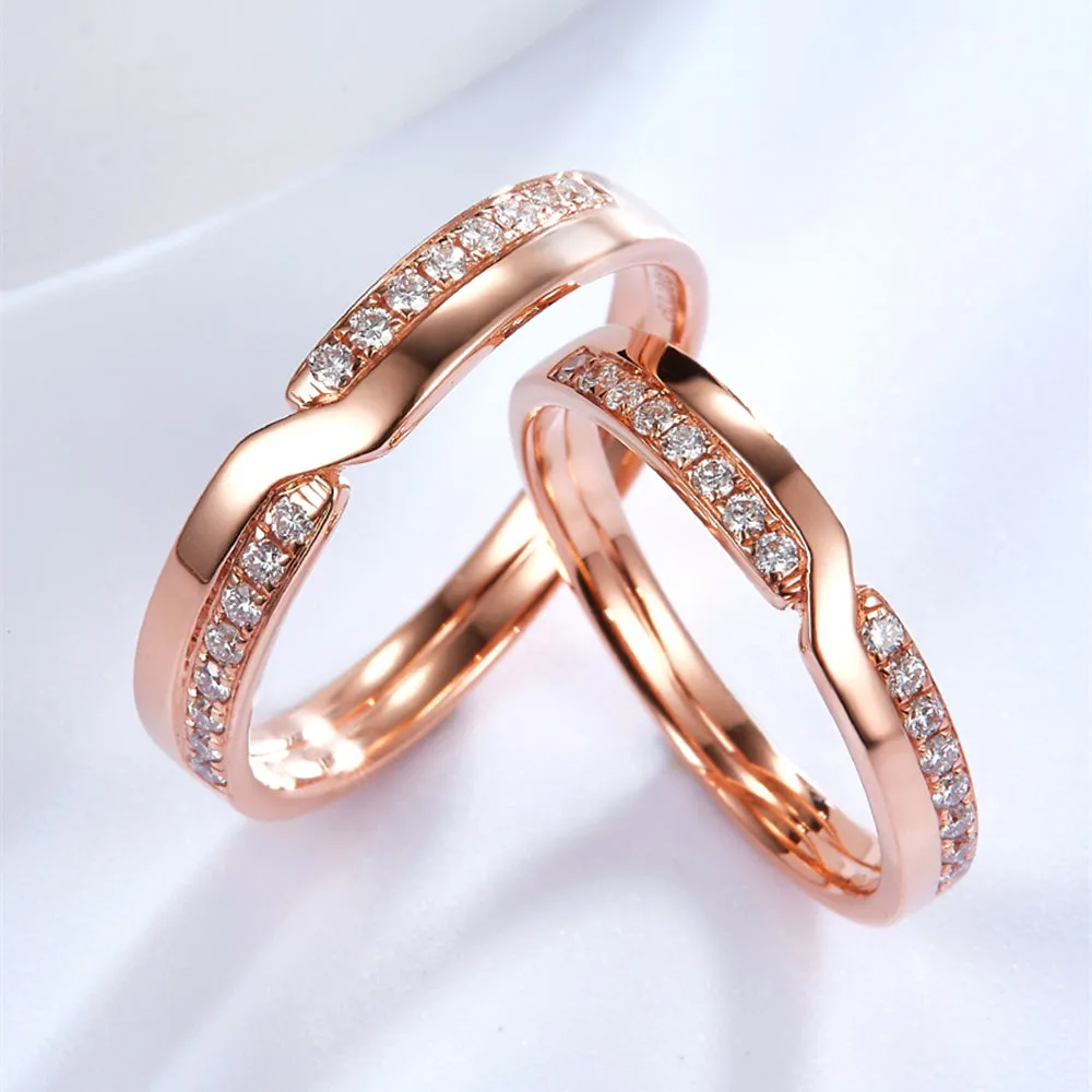 His and Her Two-Layer Diamond Wedding Ring Set