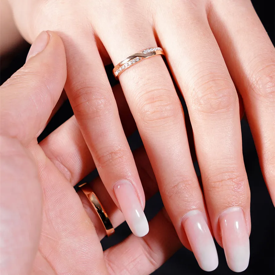 His and Her Two-Layer Diamond Wedding Ring Set