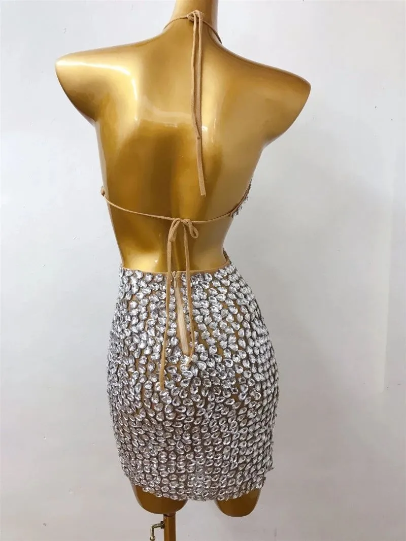 Hollow Out Sexy Rhinestones Dress