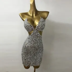 Hollow Out Sexy Rhinestones Dress